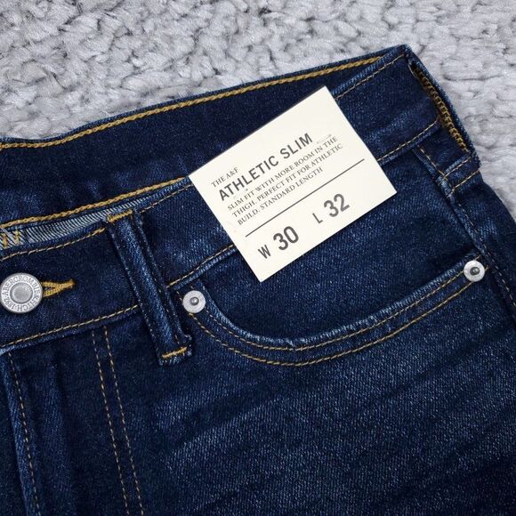 Abercrombie Athletic Slim Jeans Dark Wash Blue Stretch Denim Men's Size 30 x 32 - Picture 4 of 10